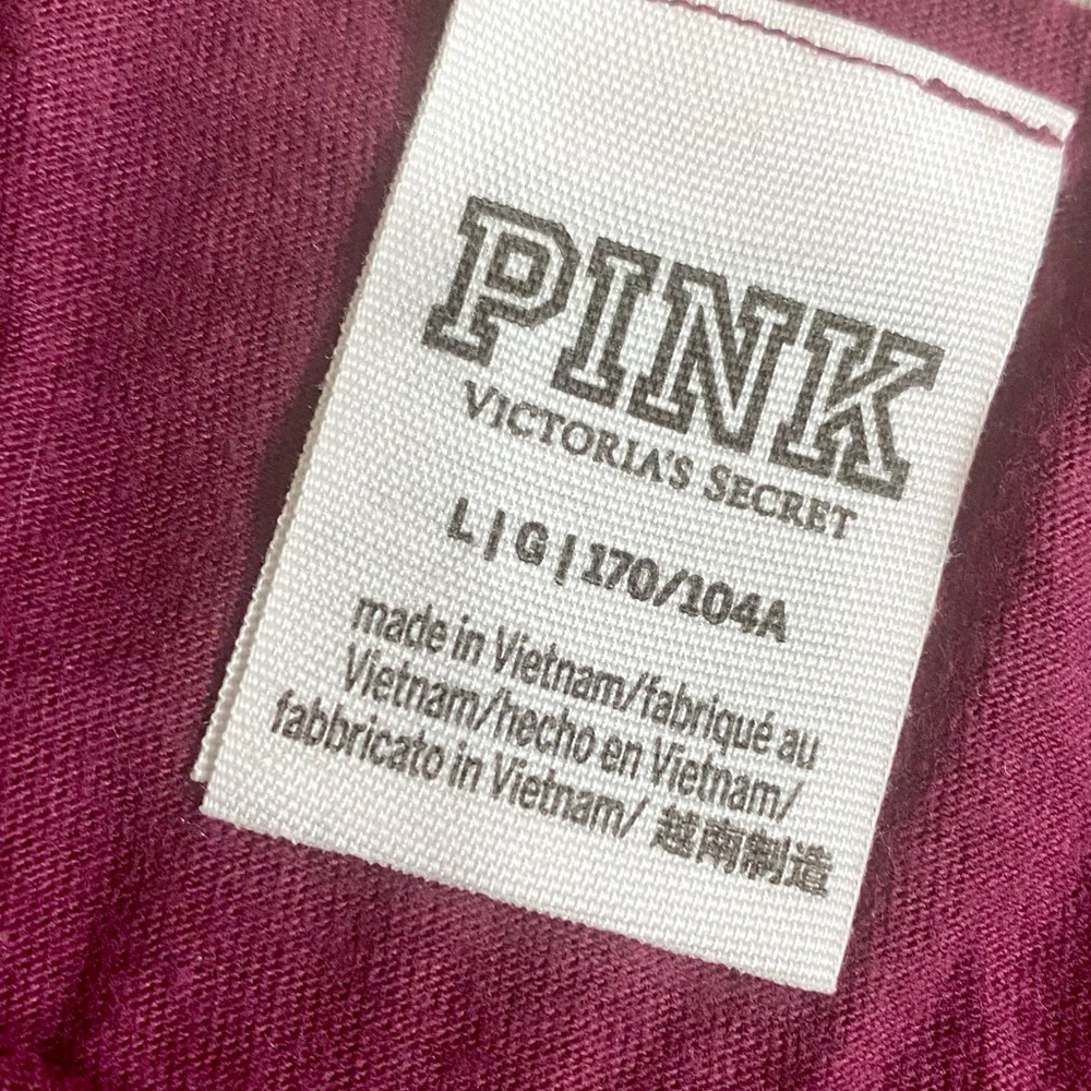 VS PINK CROP TOP SHORT SLEEVES BOXY TEE LOGO MAROON / BLACK SIZE LARGE - Picture 3 of 6